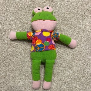 Dan Dee Finn the Frog Colorful Peace Sign Fleece Plush Stuffy 16”